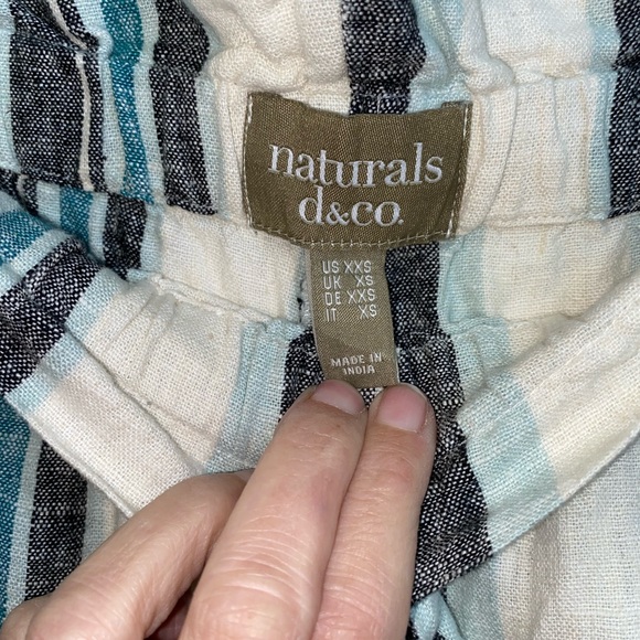 Natural d & co. Linen Striped Cropped Drawstring Coastal Capris size xxs - Picture 4 of 5
